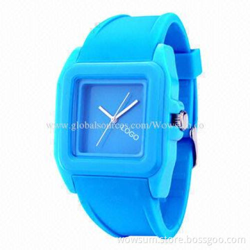 Colorful Jelly Silicone Watch, Made of Plastic Case and Silicone Band